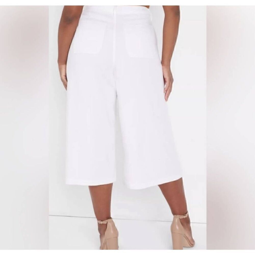 Lane Bryant Size 18 White Wide Leg Cropped Trousers O18 - Picture 8 of 9